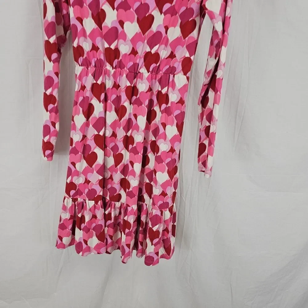 DRAPER JAMES RSVP Valentine's Day Hearts Long Sleeve Knit Wrap Dress-Small